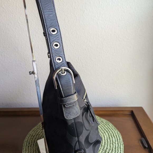 Coach F15067 Soho Signature Duffle Shoulder Bag Black - Picture 6 of 8